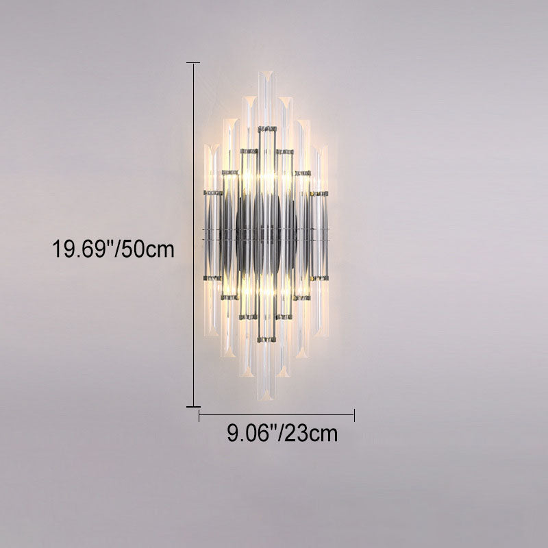 Crystal Column Rechargeable 2-Light Wall Sconce Lamp