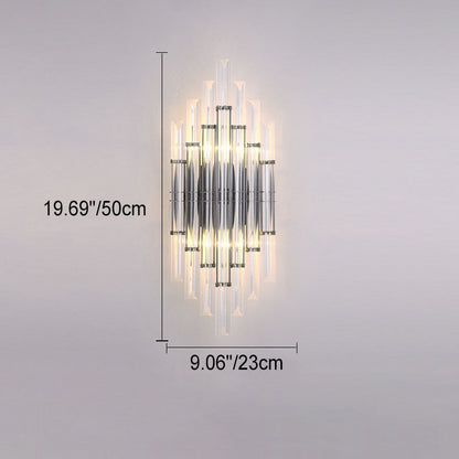 Crystal Column Rechargeable 2-Light Wall Sconce Lamp