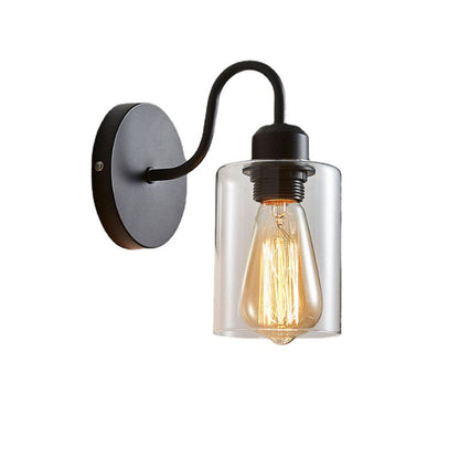 Vintage Industrial Iron Glass 1-Light Wall Sconce Lamp