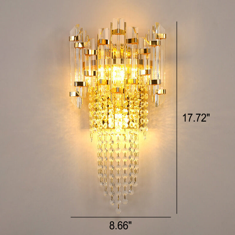 Luxury Crystal Tassel Gold 2/3 Light Wall Sconce Lamp