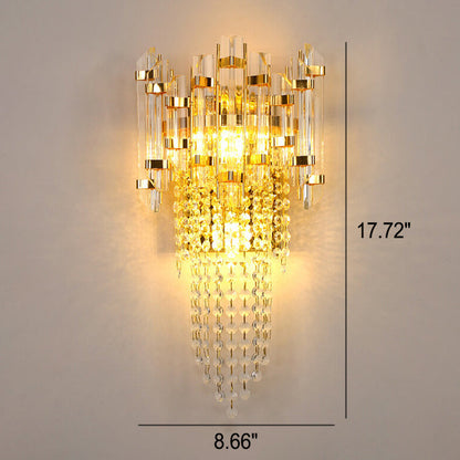 Luxury Crystal Tassel Gold 2/3 Light Wall Sconce Lamp