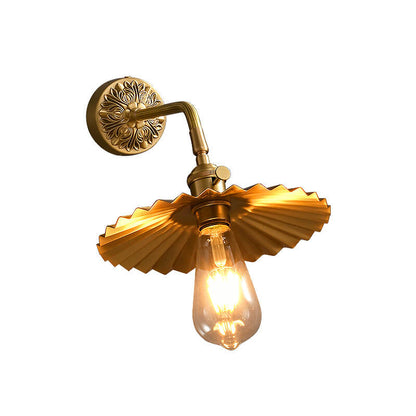 All Copper Round Pleats 1-Light Wall Sconce Lamp