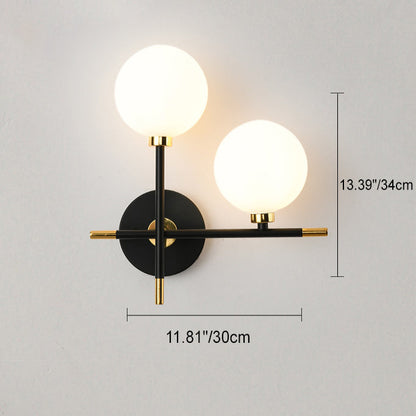 Scandinavian Glass Orb Iron 2-Light Wall Sconce Lamp