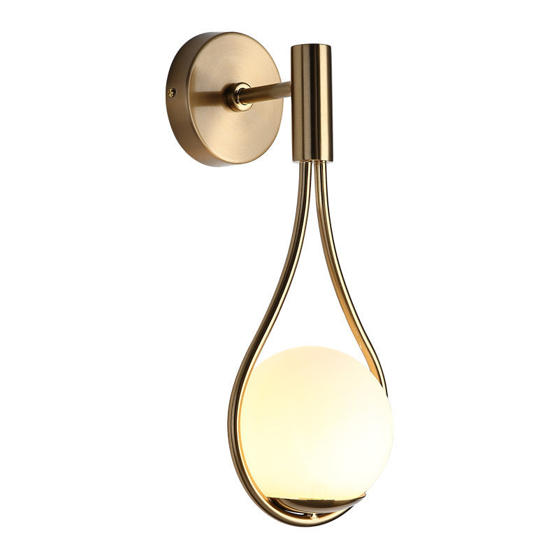Teardrop Round Ball Iron Glass 1-Light Wall Sconce Lamp