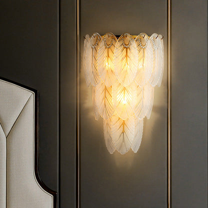 Light Feather Iron Glass 2/3-Light Wall Sconce Lamp