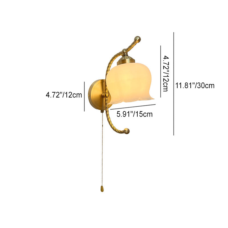 French Bracket Flower Glass Shade 1-Light Wall Sconce Lamp
