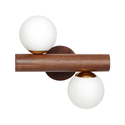 Japanese Glass Cylinder Strip Ball 2-Light Wall Sconce Lamp