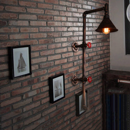Iron Water Pipe Faucet Design 1-Light Wall Sconce Lamp