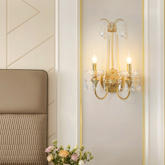 Iron Pendant Candlestick Holder 2-Light Wall Sconce Lamp