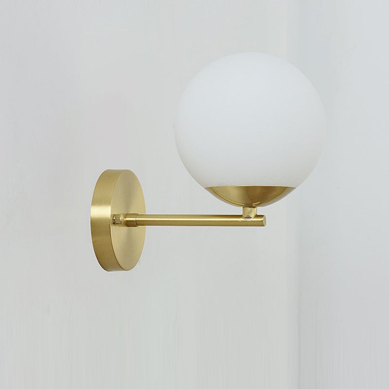 Minimalist Round Ball Copper Glass 1-Light Wall Sconce Lamp