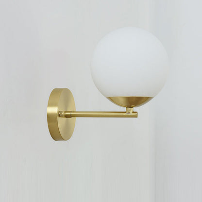 Minimalist Round Ball Copper Glass 1-Light Wall Sconce Lamp