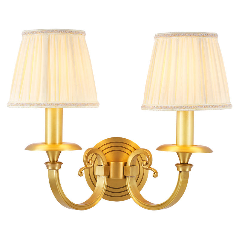 Full Frame Pleated Fabric Shade 1/2-Light Wall Sconce Lamp