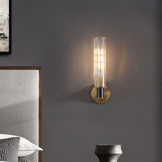 Luxury Copper Glass Cylinder 1/2 Light Wall Sconce Lamp