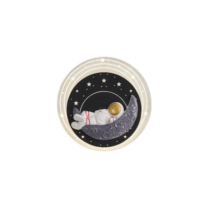 Starry Sky Moon Resin Astronaut Round LED Wall Sconce Lamp