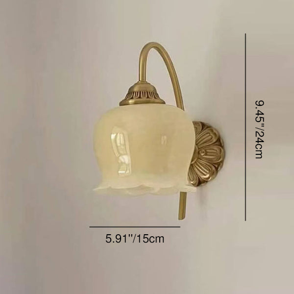 Floral Resin Copper Iron 1-Light Wall Sconce Lamp