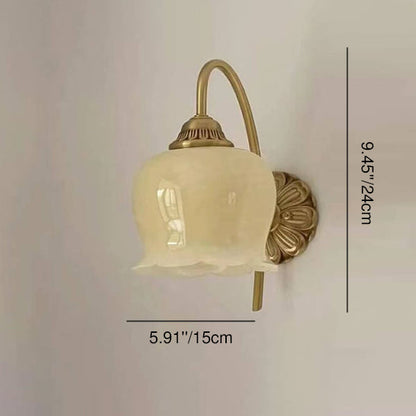 Floral Resin Copper Iron 1-Light Wall Sconce Lamp