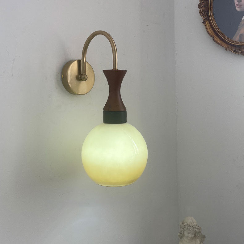 European Round Head Iron Glass 1-Light Wall Sconce Lamp