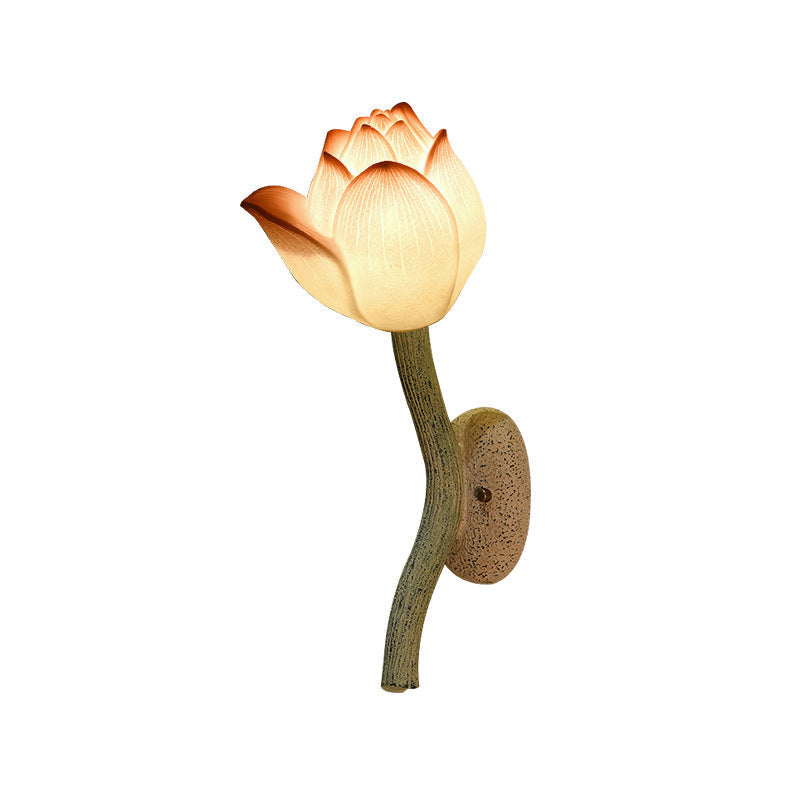 Chinese Lotus Flower Hardware 1-Light Wall Sconce Lamp