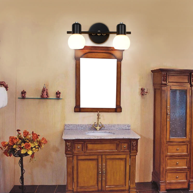 White Glass Dome Vanity Light 2/3 Light Wall Sconce Lamp