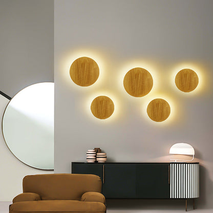 Minimalist Round Irregular Oval Wood LED Wall Sconce Lamp