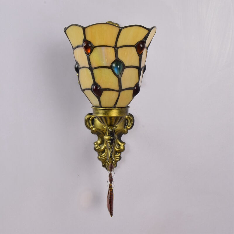 Tiffany Crystal Glass Pendant 1-Light Wall Sconce Lamp