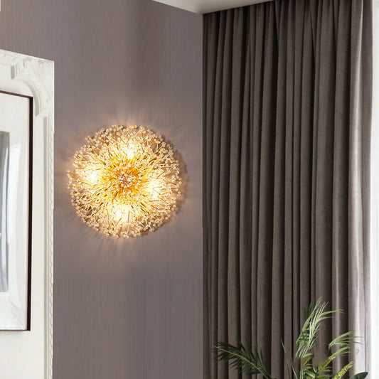 Luxury Crystal Dandelion Aluminum 4-Light Wall Sconce Lamp