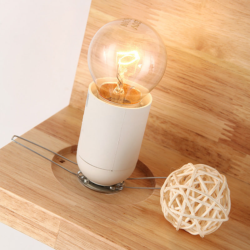 Creative Rubberwood Glass Square 1-Light Wall Sconce Lamp