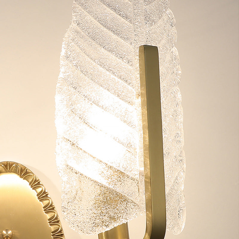 Copper Glass Leave Banana Leaf 1/2 Light Wall Sconce Lamp