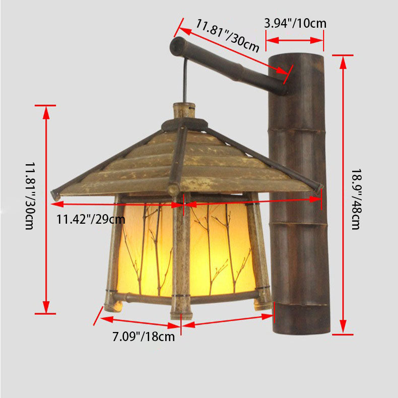 Traditional Rustic Cottage Bamboo 1-Light Wall Sconce Lamp