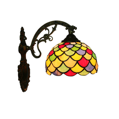 Tiffany Stained Glass Alloy Dome 1-Light Wall Sconce Lamp