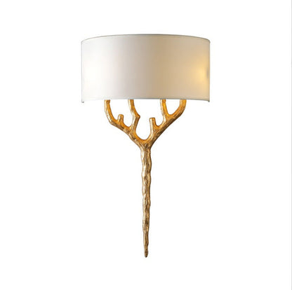 Europe Fabric Copper Branches 2-Light Wall Sconce Lamp