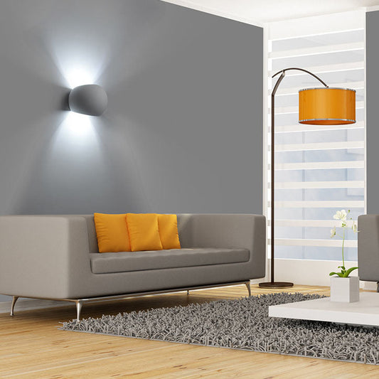 Round Drum Up and Down Gypsum 1-Light Wall Sconce Lamp