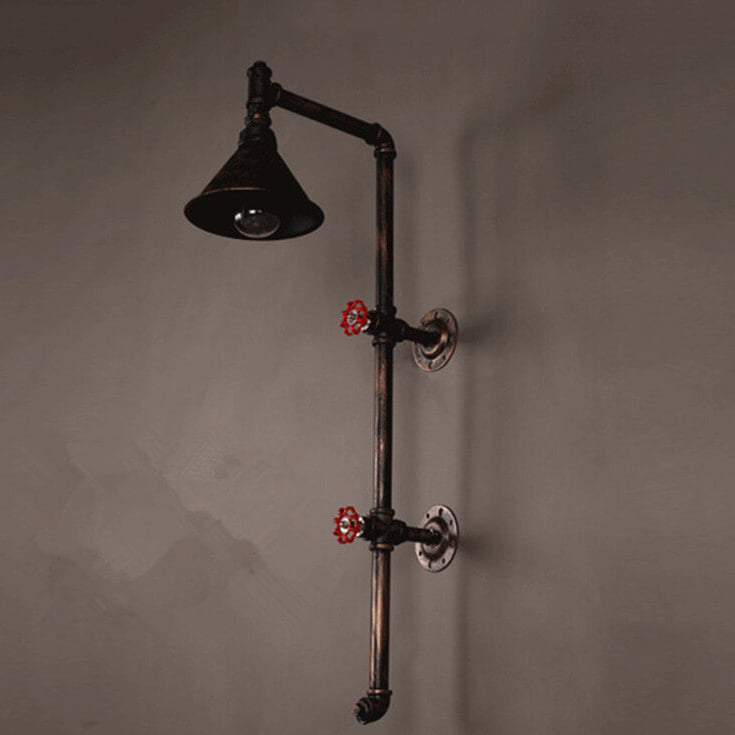Iron Water Pipe Faucet Design 1-Light Wall Sconce Lamp