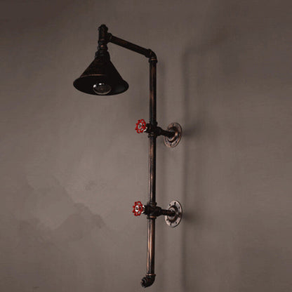 Iron Water Pipe Faucet Design 1-Light Wall Sconce Lamp