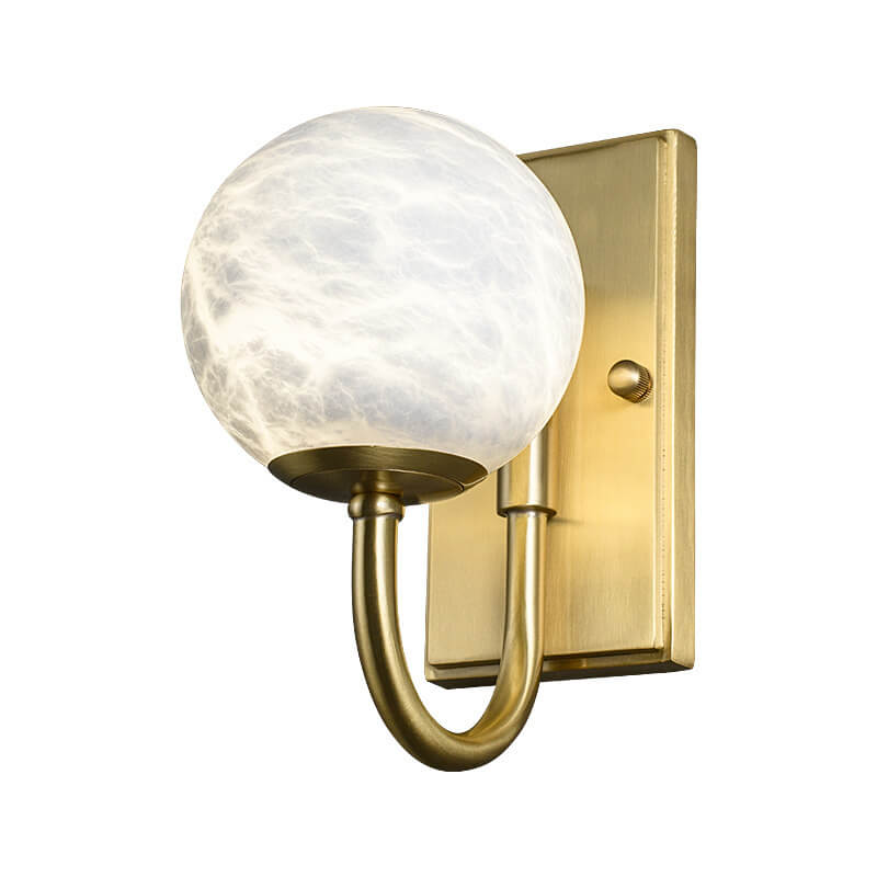 Chinese Marble Spherical Shade 1-Light Wall Sconce Lamp