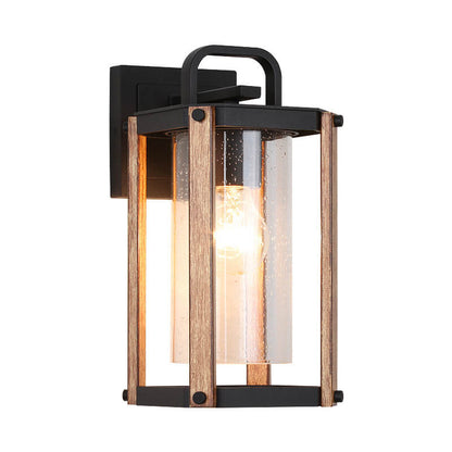 Simplicity Iron Glass 1-Light Outdoor Wall Sconce Lamp