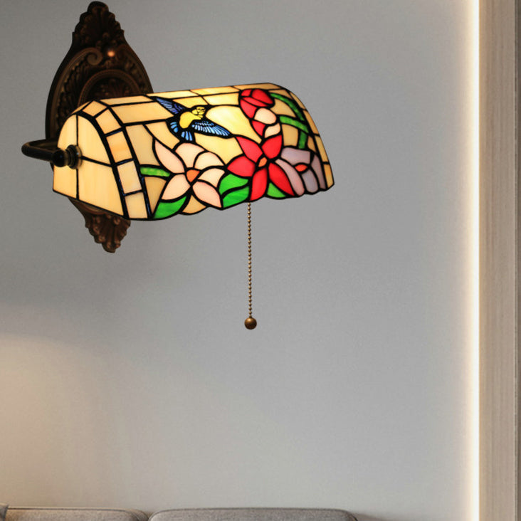 Tiffany Alloy Iron Stained Glass 1-Light Wall Sconce Lamp