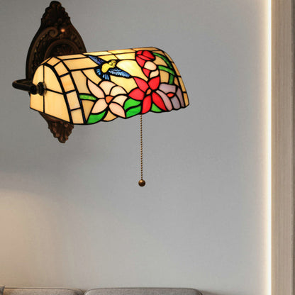 Tiffany Alloy Iron Stained Glass 1-Light Wall Sconce Lamp