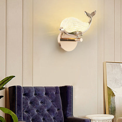 Nordic Light Luxury Aluminum Whale LED Wall Sconce Lamp