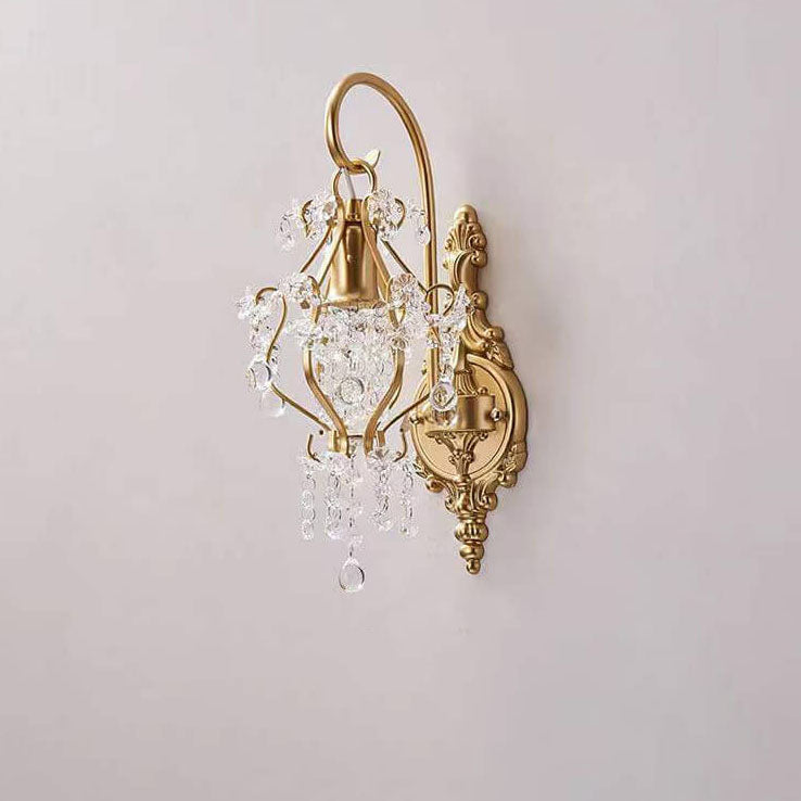 European Light Luxury Crystal Iron 1-Light Wall Sconce Lamp