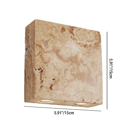 Traditional Japanese Square Stone 2-Light Wall Sconce Lamp