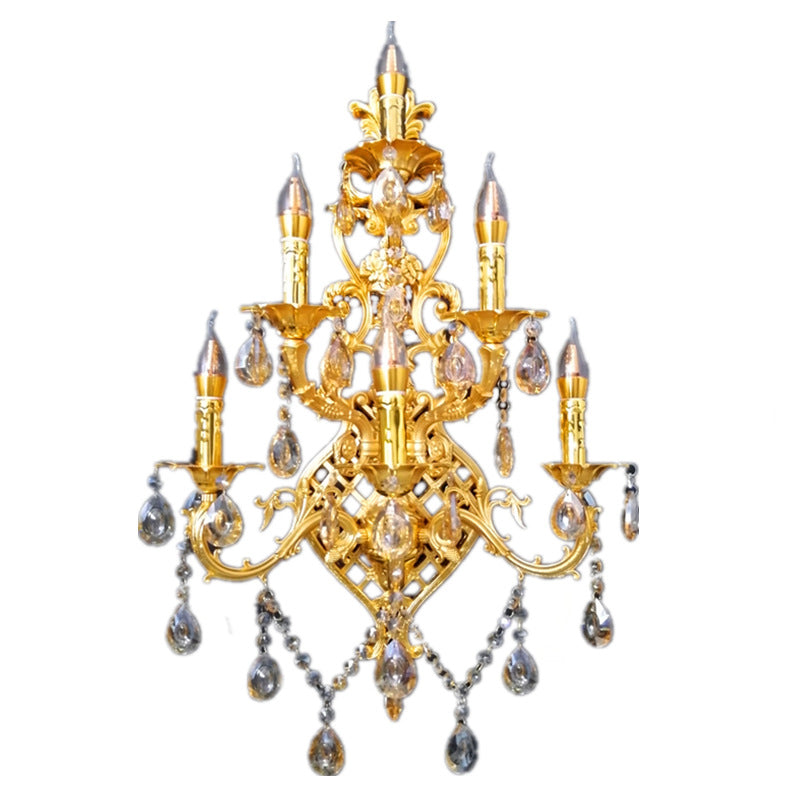 Branch Zinc Alloy Crystal Glass 6-Light Wall Sconce Lamp