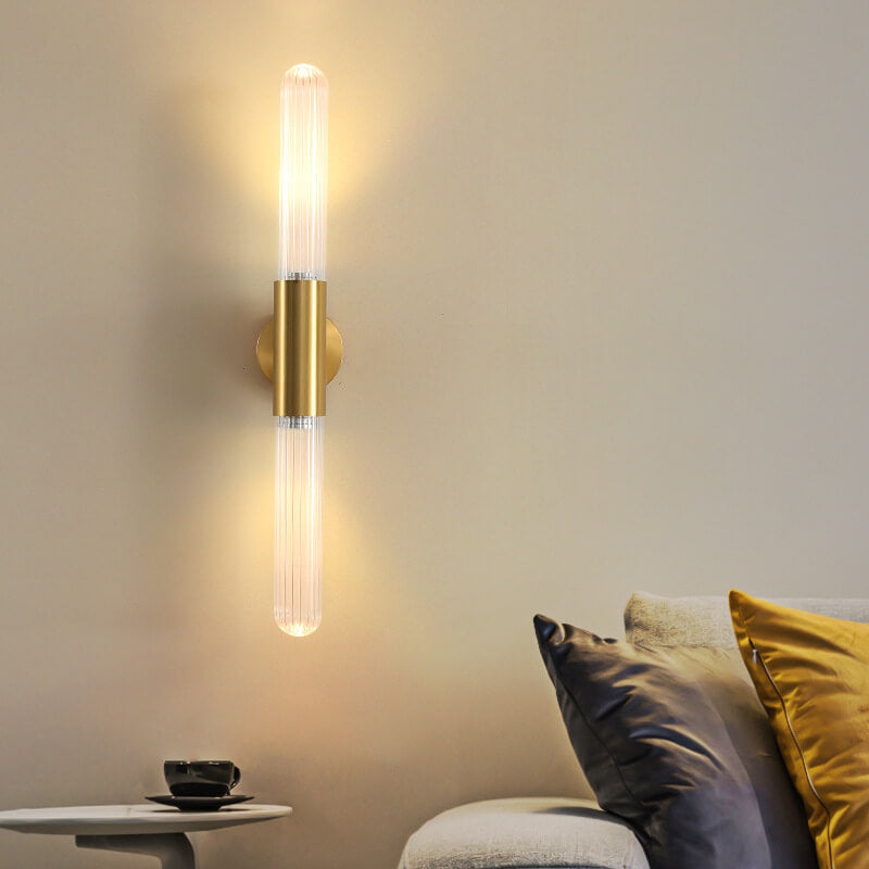 Light Long Gold Clear Copper Glass 1-Light Wall Sconce Lamp