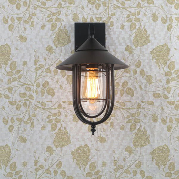 Iron Lantern Indoor Outdoor 1-Light Wall Sconce Lamp