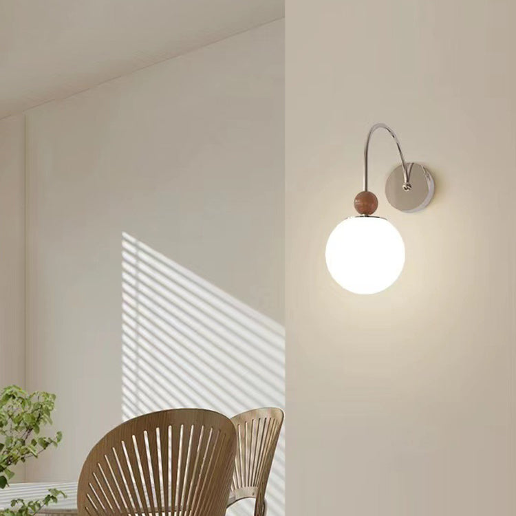 Minimalist Round Ball Iron Glass 1-Light Wall Sconce Lamp