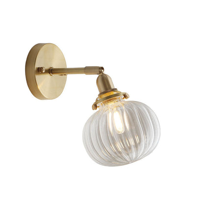 Brass Finish Frame Glass Ball 1-Light Wall Sconce Lamp