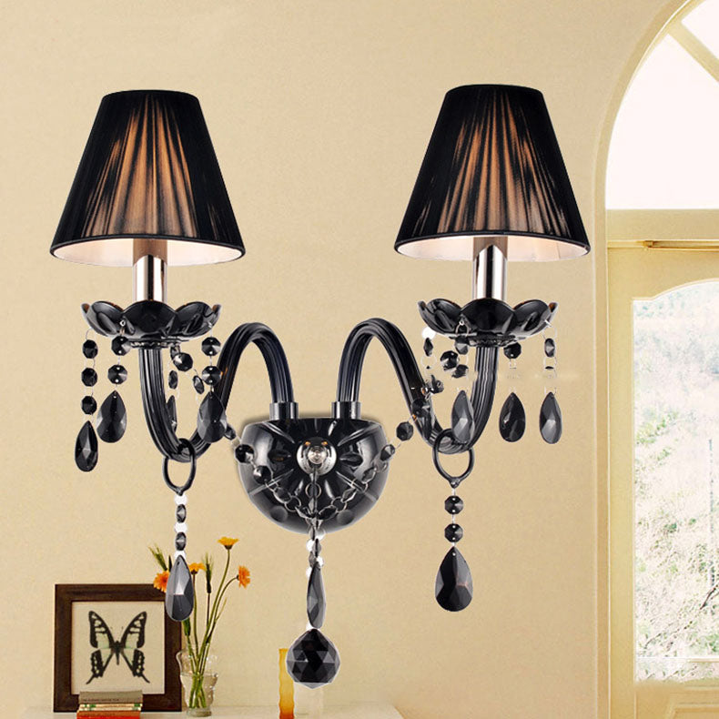 Round Petal Shaped Crystal Glass 1/2 Light Wall Sconce Lamp