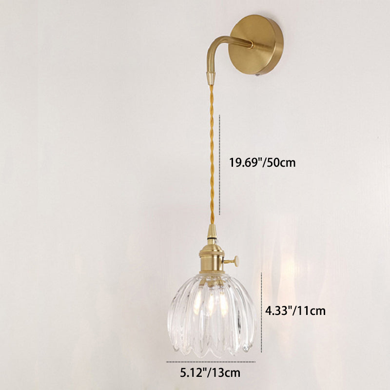Minimalist Floral Copper Glass 1-Light Wall Sconce Lamp