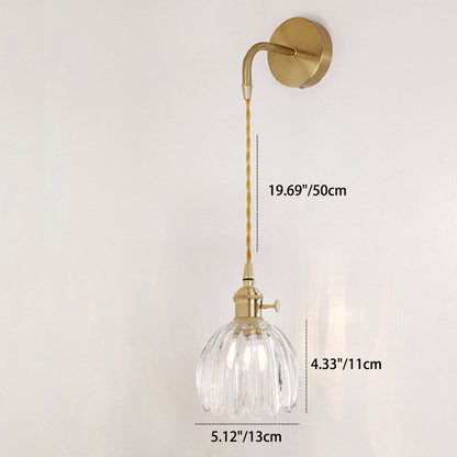 Minimalist Floral Copper Glass 1-Light Wall Sconce Lamp