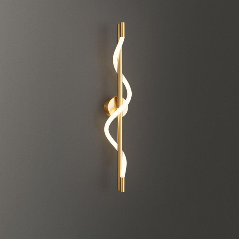 Cylinder Wave Stripe Copper Acrylic LED Wall Sconce Lamp